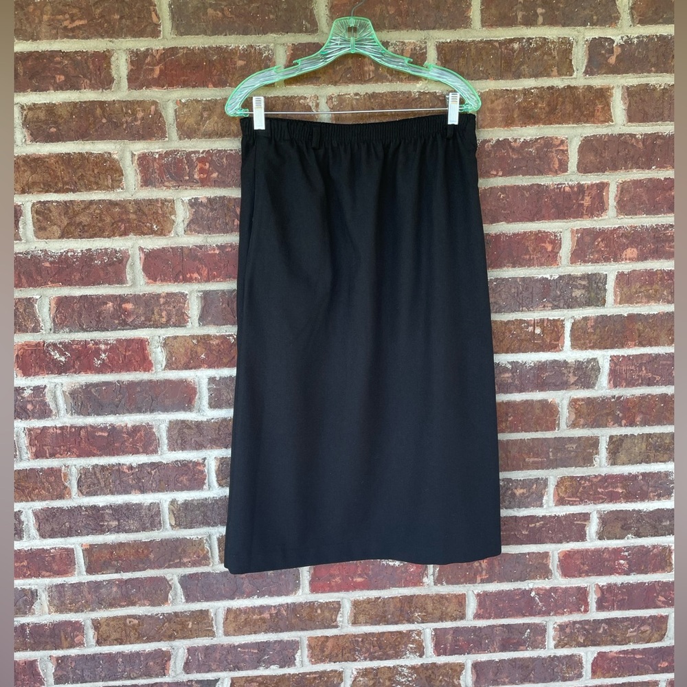 Ladies Vintage Black Orvis Elastic Waist Pull On Skirt With Pockets Size 12